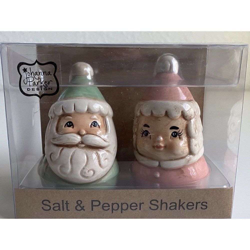 Johanna Parker Design Christmas  Mr & Mrs. Claus Santa Salt & Pepper Shakers New
